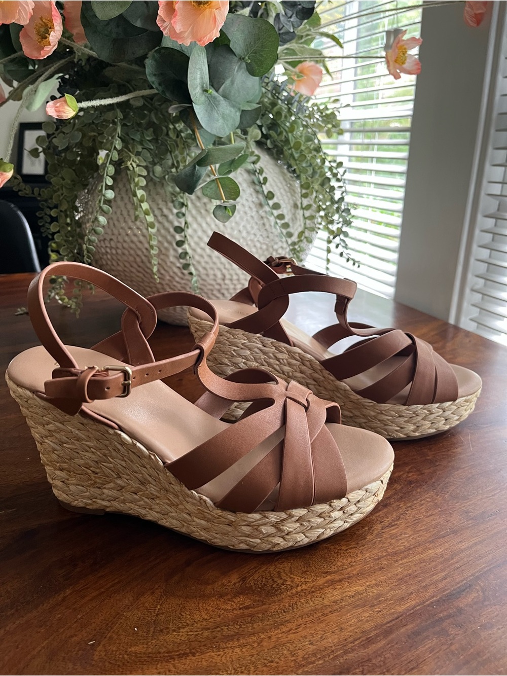 Lane Bryant Cognac Espadrille Wedge Sandals Size 10W Platform